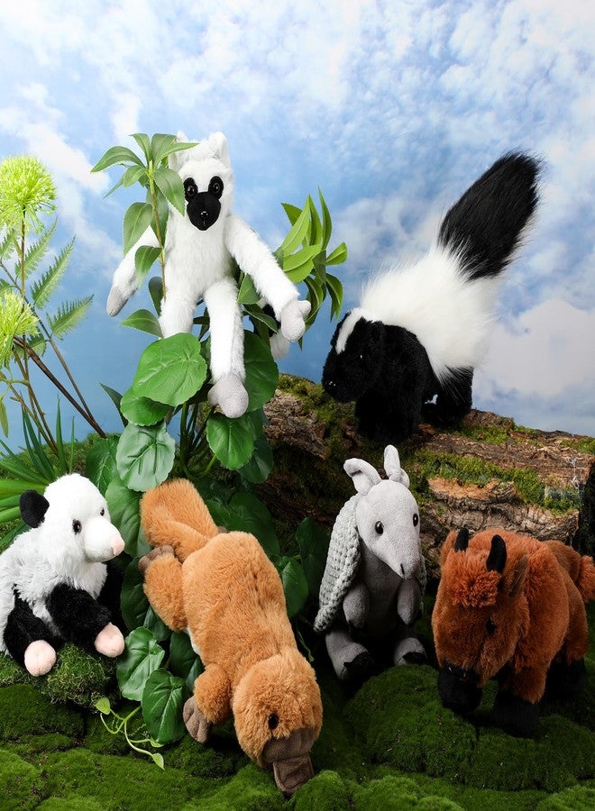 Jenaai 6 Pcs Safari Stuffed Animals Bulk 10 Inch Zoo Wild Plush Toys Set Armadillo Opossum Skunk Bison Lemur Stuffed Animals Valentines Day Gifts for School Classroom Students Prizes - Image 4